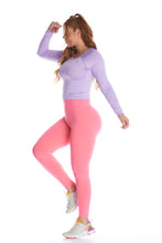 Cargar imagen en el visor de la galería, Leggings Unicolor Talle Alto Rosado