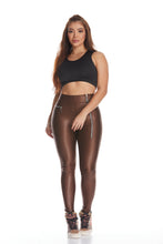 Cargar imagen en el visor de la galería, Leggings Metalizado Marrón con Zipper Cruzado