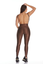 Cargar imagen en el visor de la galería, Leggings Metalizado Marrón con Zipper