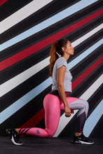 Cargar imagen en el visor de la galería, Leggings Estampado Talle Alto (gris, rosa y negro)