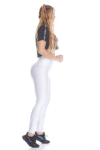 Cargar imagen en el visor de la galería, Legging Blanco Con Zipper Plateado
