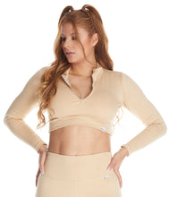 Cargar imagen en el visor de la galería, Top Rib Manga Larga Beige