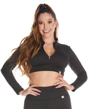 Cargar imagen en el visor de la galería, Top Rib Manga Larga Negro