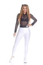 Cargar imagen en el visor de la galería, Legging Metalizado Blanco con Zipper Blanco