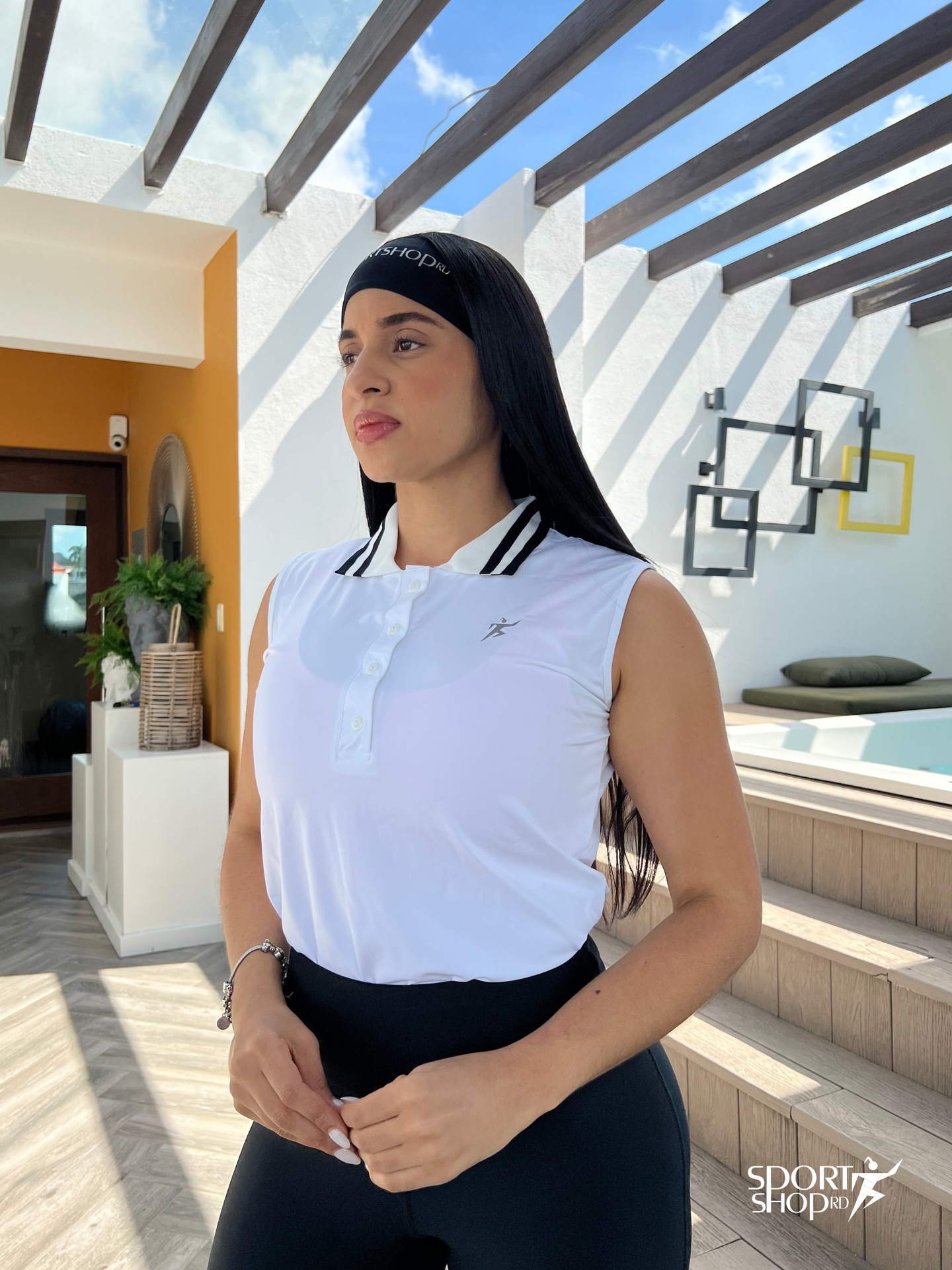 Polo sin mangas blanco