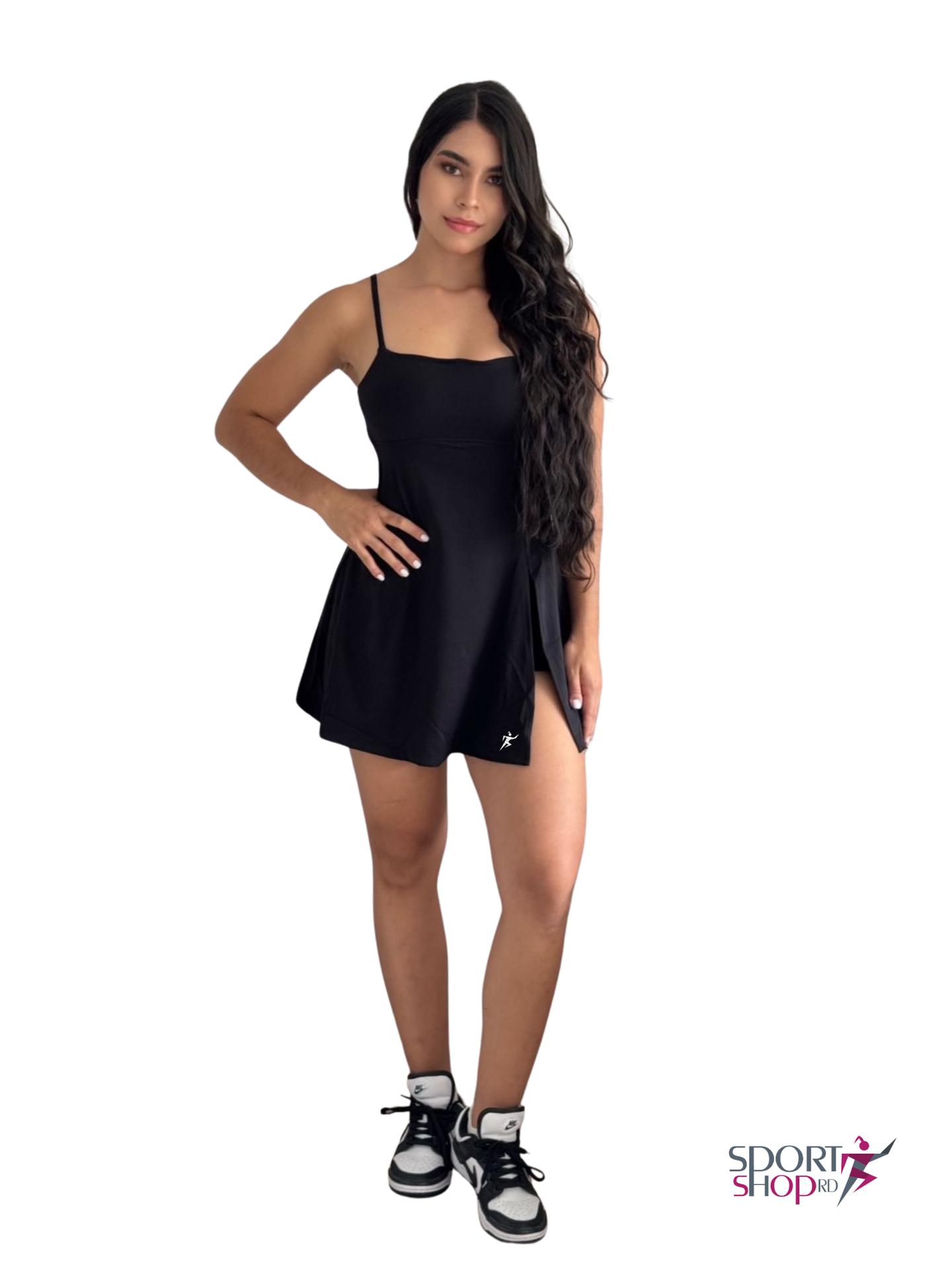 Enterizo Falda Tiras Negro