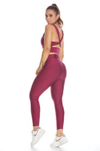 Cargar imagen en el visor de la galería, Legging cordón mixto - Rojo Vino
