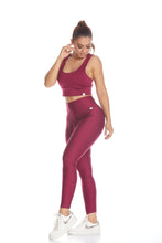 Cargar imagen en el visor de la galería, Legging cordón mixto - Rojo Vino
